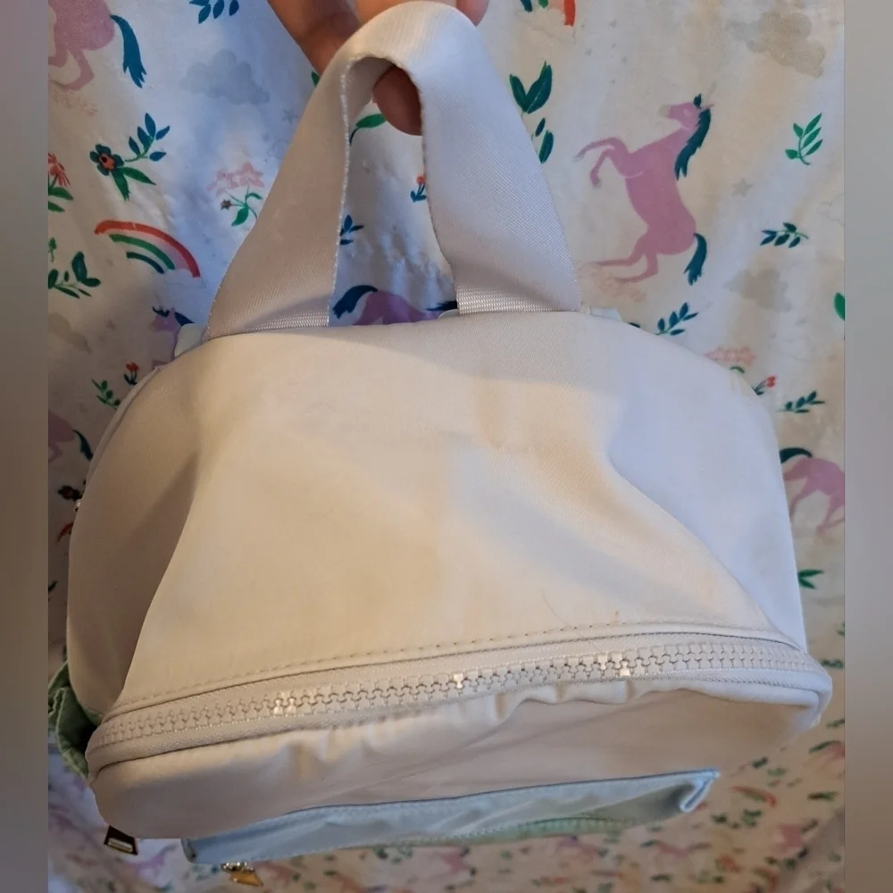 Isaac Mizrahi Pastel Color Block Nylon Neutral Boho School Backpack Purse Bag
